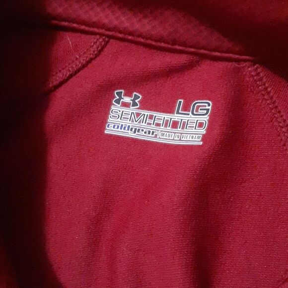 Under Armour Red Semi-Fitted Cold Gear Quarter Zip Compression Pullover SIZE L - Picture 3 of 5
